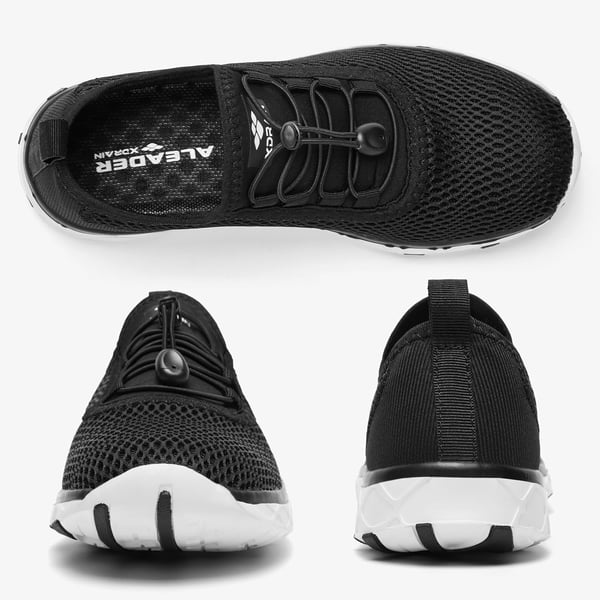 ALEADER Mens Stylish Water Shoes QuickDry Xdrain Water Sneakers Lightweight  Comfort FootedBlackWhite