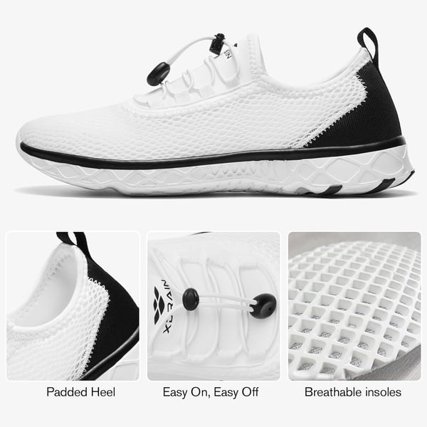 ALEADER Mens Stylish Water Shoes QuickDry Xdrain Water Sneakers Lightweight  Comfort FootedWhiteBlack