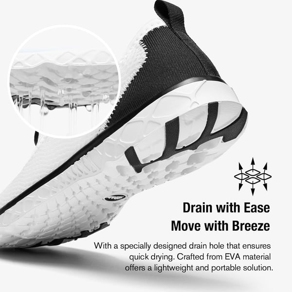 ALEADER Mens Stylish Water Shoes QuickDry Xdrain Water Sneakers Lightweight  Comfort FootedWhiteBlack