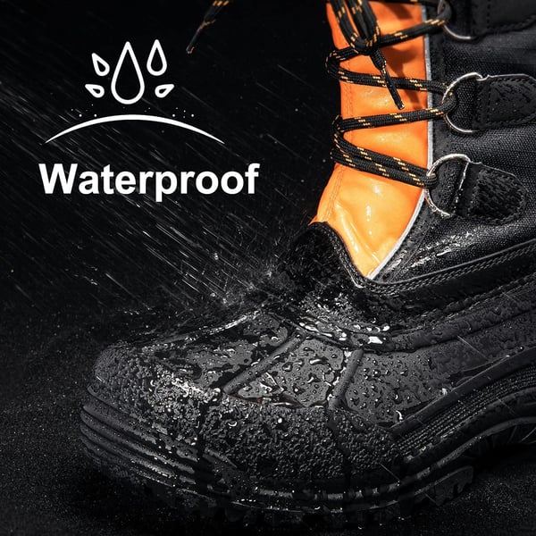 ALEADER Mens Winter Waterproof Insulated Shell Warm Inner Comfortable Outdoor Snow BootsBlackOrange