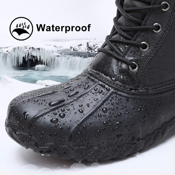 ALEADER Mens Duck Boot  Waterproof Shell  Fur Lined Insulated Winter Snow BootUltra Black