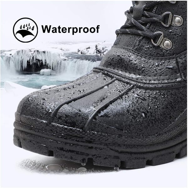 ALEADER Mens Waterproof Winter Snow Boots Outdoor Insulated BootsBlack Pu01