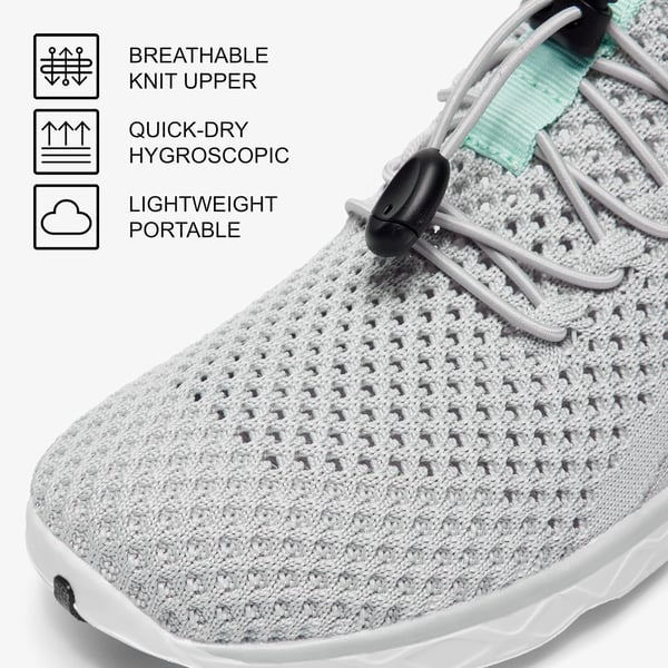 ALEADER Lightweight Womens Quick Drying Xdrain Water ShoesLight GrayAqua