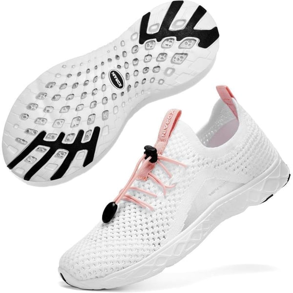 ALEADER Lightweight Womens Quick Drying Xdrain Water Shoes1 White Pink