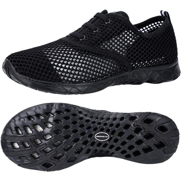 ALEADER Mens Quick Drying Aqua Water ShoesBlackBlack