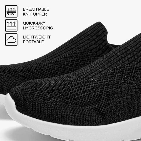 ALEADER Womens Slip On Comfort Walking Shoes Lightweight Stretch Knit Sneakers Breathable Athletic TennisBlack