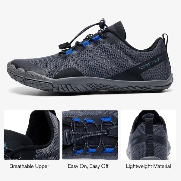 ALEADER XBAREFOOT Mens Water Shoes Quick Dry Aqua Beach ShoesBlackGrey