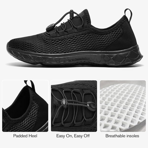 imageALEADER Mens Stylish Water Shoes QuickDry Xdrain Water Sneakers Lightweight ampamp Comfort FootedAll Black