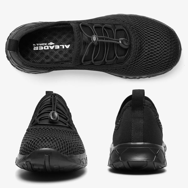 imageALEADER Mens Stylish Water Shoes QuickDry Xdrain Water Sneakers Lightweight ampamp Comfort FootedAll Black