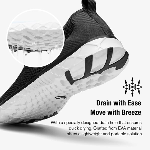 imageALEADER Mens Stylish Water Shoes QuickDry Xdrain Water Sneakers Lightweight ampamp Comfort FootedBlackWhite