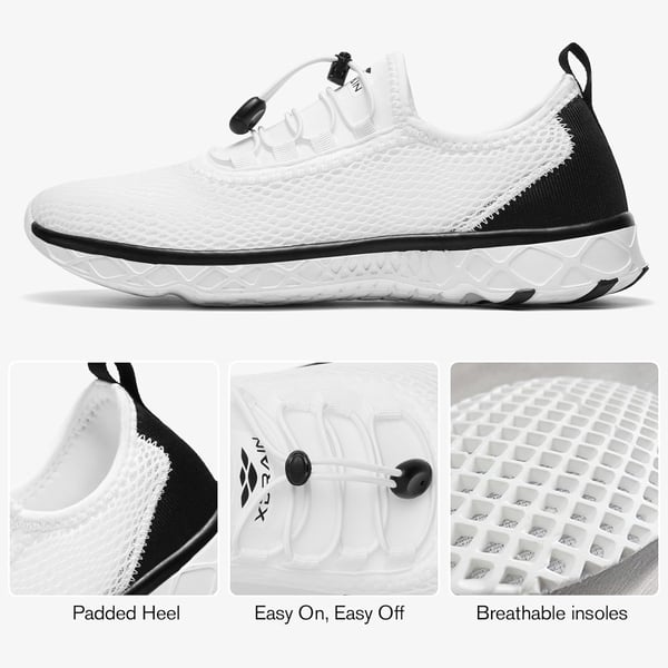 imageALEADER Mens Stylish Water Shoes QuickDry Xdrain Water Sneakers Lightweight ampamp Comfort FootedWhiteBlack