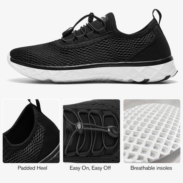 imageALEADER Womens Stylish Water Shoes QuickDry Xdrain Water Sneakers Lightweight ampamp Comfort FootedBlackWhite