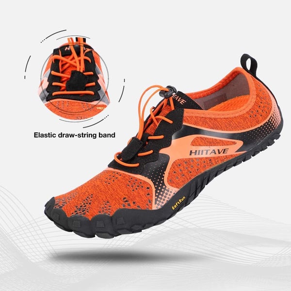 imageALEADER hiitave MenWomens Minimalist Barefoot Trail Running Shoes Wide Toe Glove Cross Trainers Hiking Shoes OrangeBlack US 95 Men