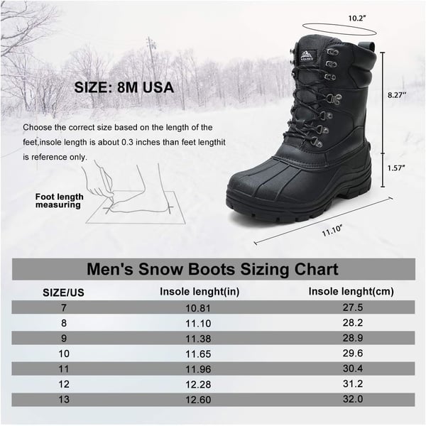 ALEADER Mens Waterproof Winter Snow Boots ThinsulateBlack Pu01