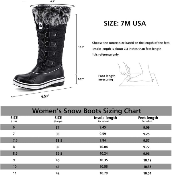 ALEADER Womens Cold Weather Winter Boots Waterproof Snow BootsBlack