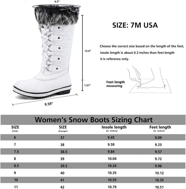 ALEADER Womens Cold Weather Winter Boots Waterproof Snow BootsWhite