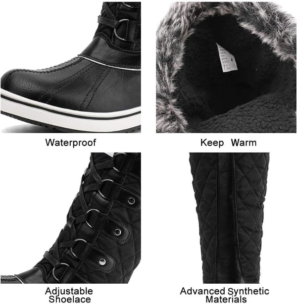 ALEADER Womens Cold Weather Winter Boots Waterproof Snow BootsBlack