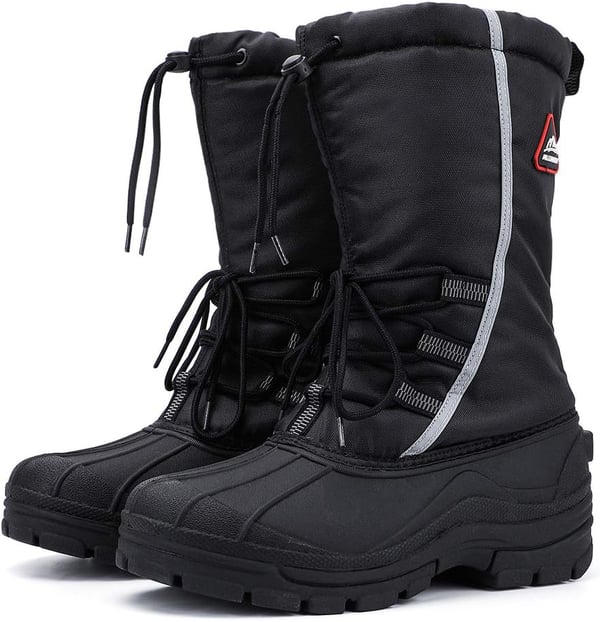 ALEADER Mens Winter Waterproof Snow Boots Insulated Shell Comfort Warm InnerBlackElastic Lace