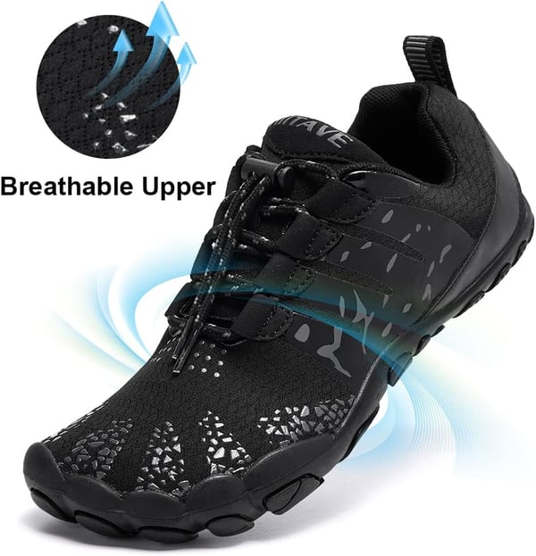 HIITAVE Women Barefoot Water Shoes Breathable Beach Shoes Minimalist for Outdoor HikingAblack