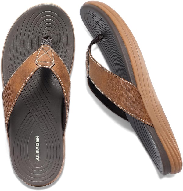 ALEADER Mens Flip Flops Arch Support Beach Thong Sandals with Soft Cushion Footbed Allday Comfort WaterfriendlyALEADER Mens Flip Flops Arch Support Beach Thong Sandals with Soft Cushion Footbed Allday Comfort Waterfriendly