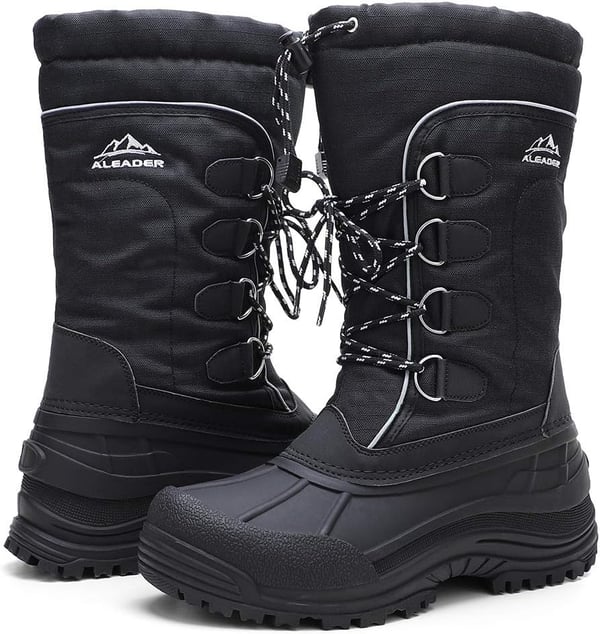 ALEADER Mens Winter Waterproof Insulated Shell Warm Inner Comfortable Outdoor Snow BootsBlackLace