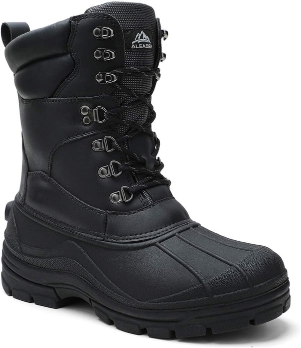 ALEADER Mens Waterproof Winter Snow Boots ThinsulateBlack Pu01