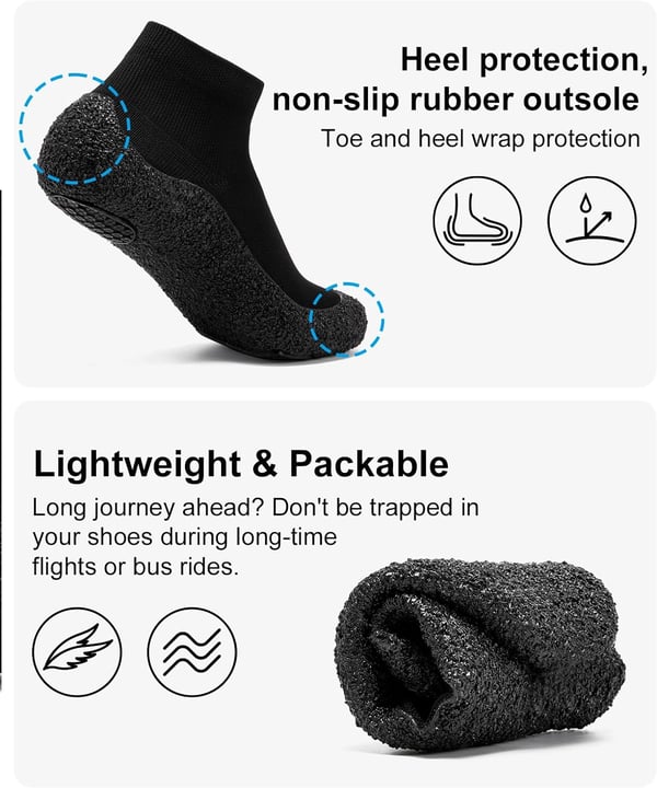 ALEADER Barefoot Sock Shoes for Men and Women  Lifting Shoes Zero Drop Minimalist Toe  MultiOccasion Ultra Portable Water Shoes  ECO VeganBlack Blue