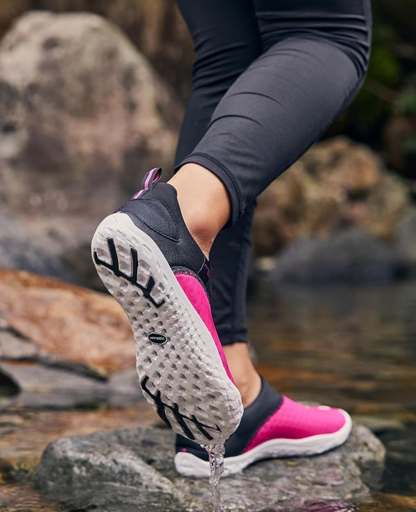 Womens Hydro Barefoot Water Shoes  Ultra Lightweight Drain Sole  QuickDry Tech Upper  Beach  River Water ShoeBlackFushia