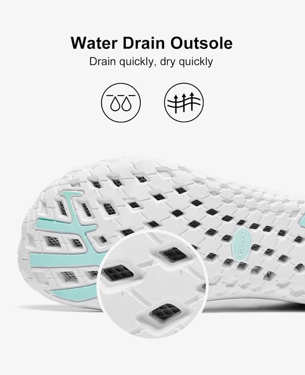 Womens Hydro Barefoot Water Shoes  Ultra Lightweight Drain Sole  QuickDry Tech Upper  Beach amp River Water ShoeWhiteAqua