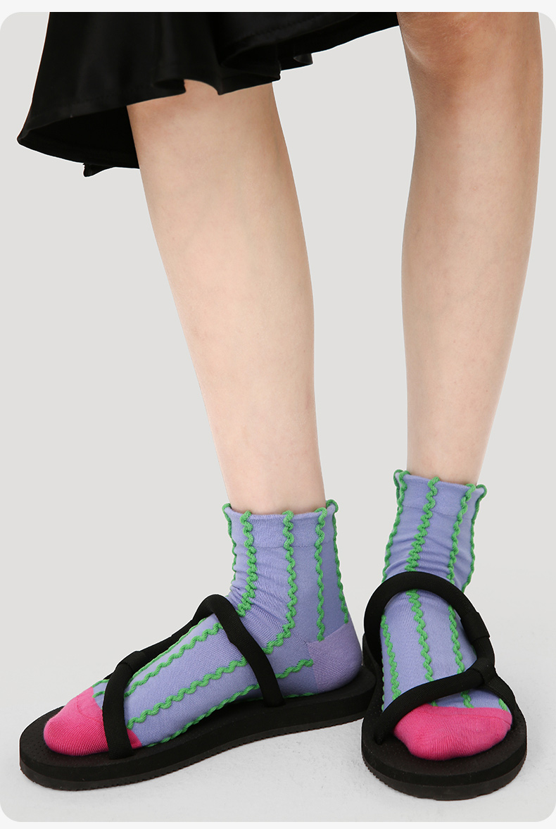 LL Socks Women Ankle Socks Spring Wishes Polka Dot Stripes Socks 5 Pairs