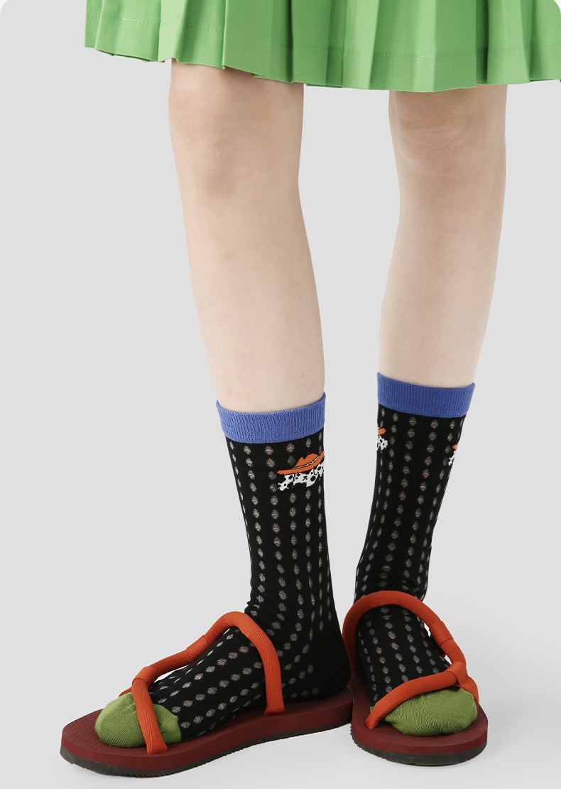 LL Socks Women Crew Socks Butterflies and Dreams Cute Stripes Polka Dot Socks 5 Pairs
