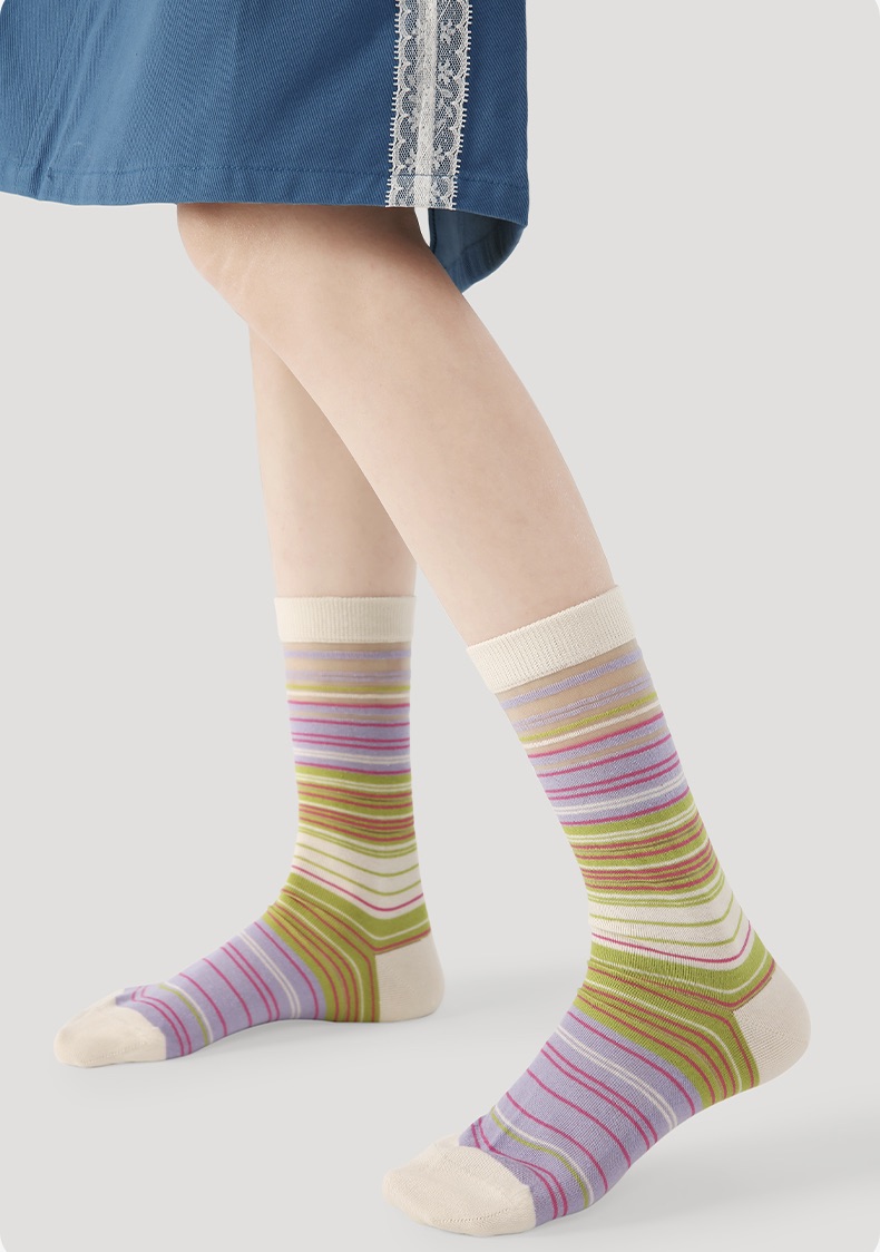LL Socks Women Crew Socks Butterflies and Dreams Cute Stripes Polka Dot Socks 5 Pairs