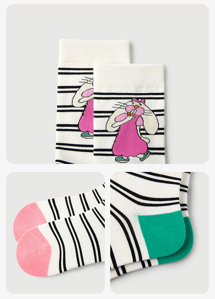 LL Socks Women Crew Socks Colorful Fairy Tale Animal Happy Style Socks 5 Pairs