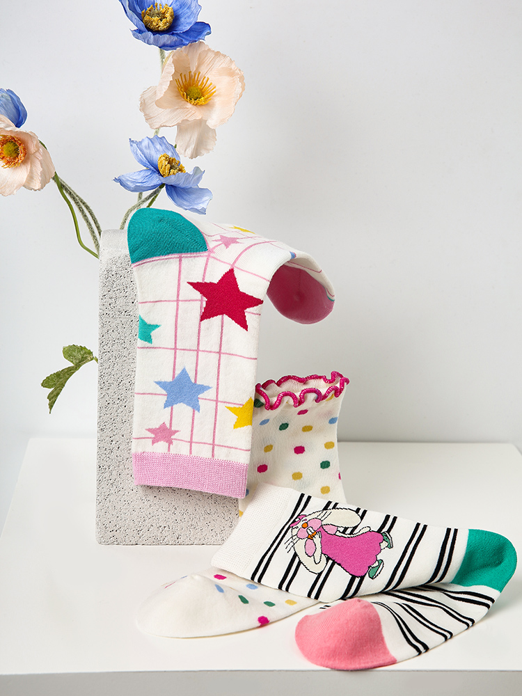 LL Socks Women Crew Socks Colorful Fairy Tale Animal Happy Style Socks 5 Pairs