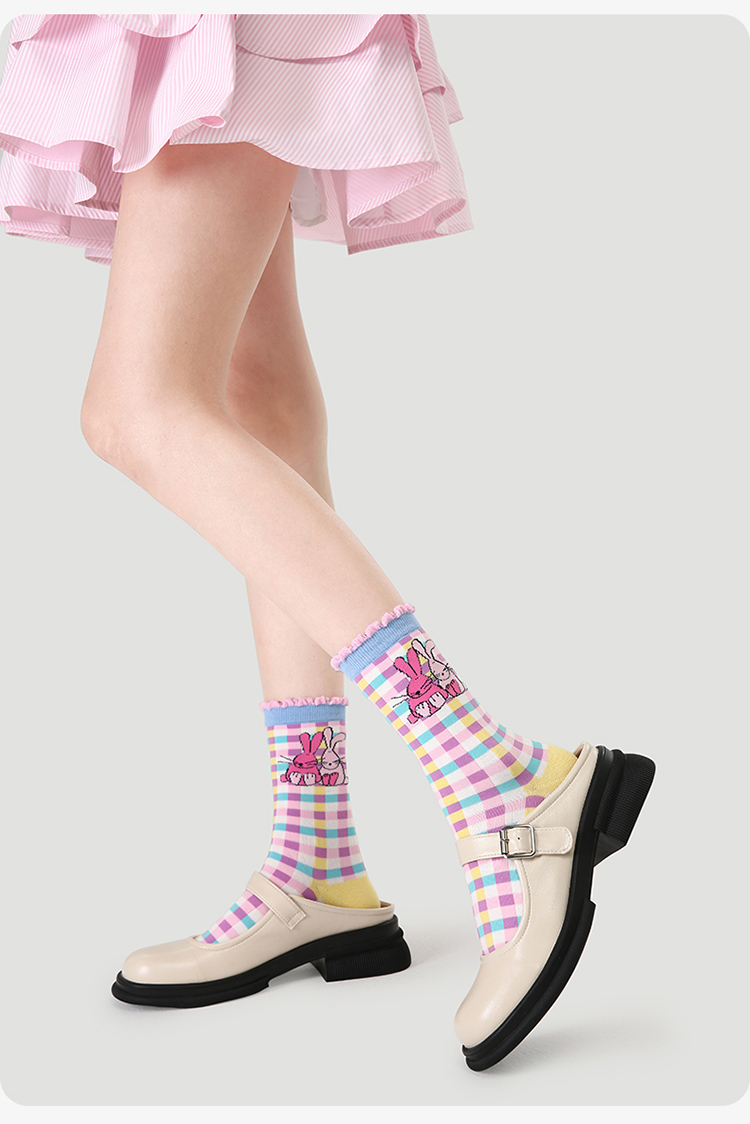 LL Socks Women Crew Socks Colorful Fairy Tale Animal Happy Style Socks 5 Pairs