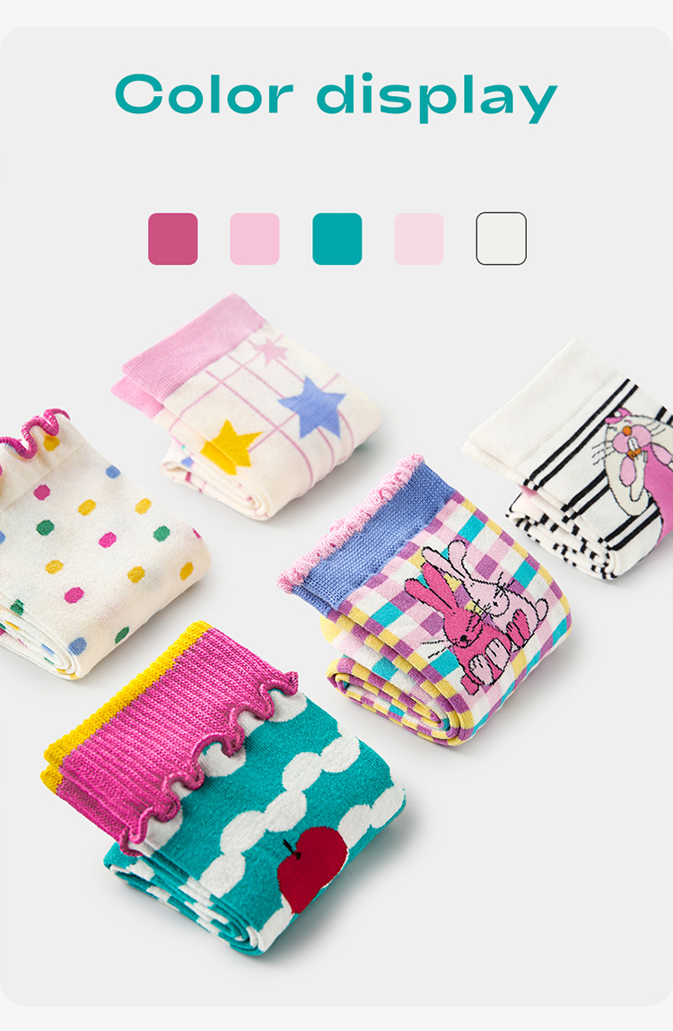 LL Socks Women Crew Socks Colorful Fairy Tale Animal Happy Style Socks 5 Pairs