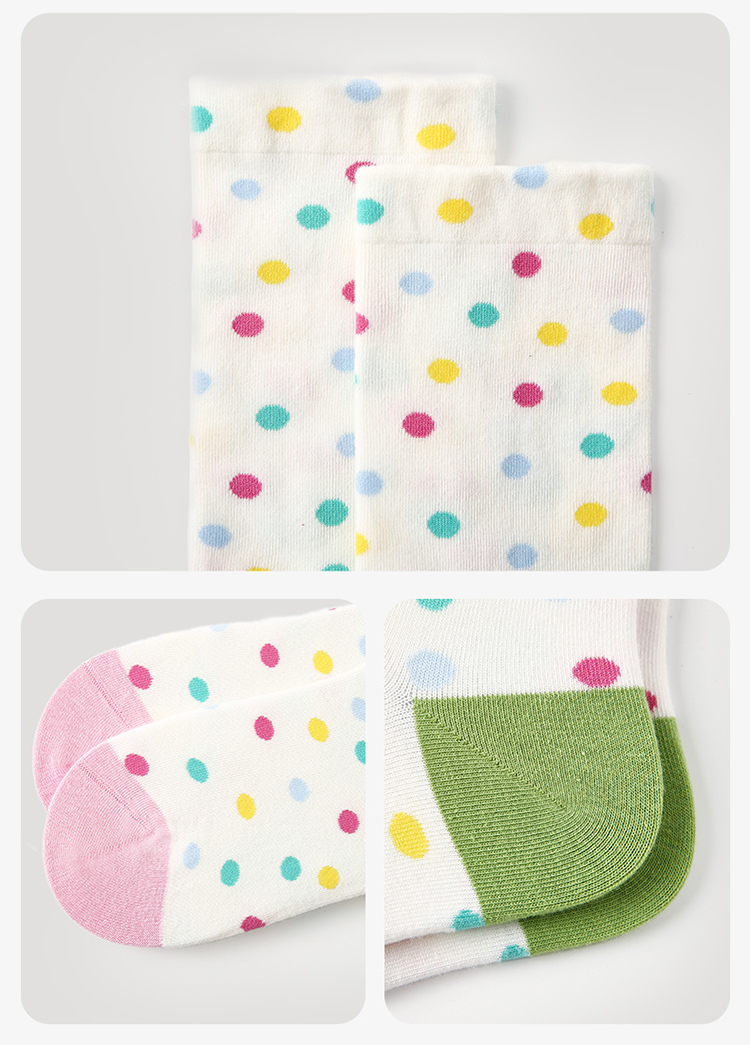 LL Socks Women Crew Socks Dew Flower Reflection Polka Dot Embossed Flower Socks 5 Pairs