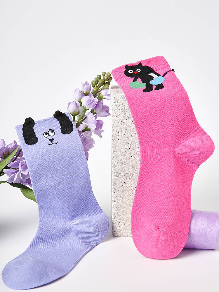 LL Socks Women Crew Socks Hooray for Cute Colourful Animal Couple Socks 5 Pairs