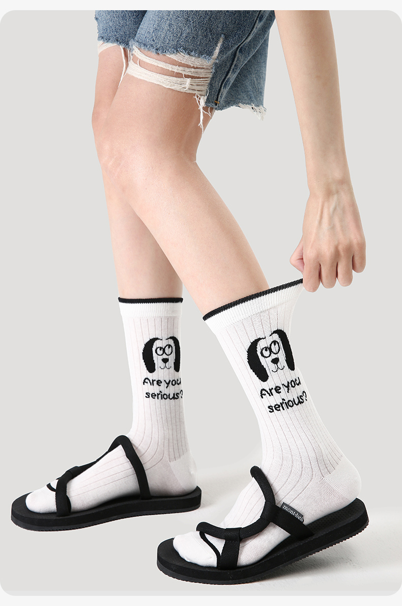 LL Socks Women Crew Socks Puppy Party Cute Animal Socks 5 Pairs