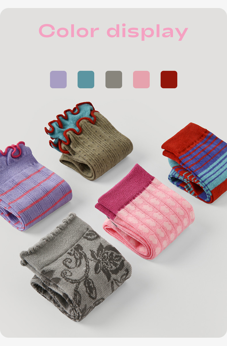 LL Socks Women Crew Socks Spring Forest Full Bloom Colorful Stripes Socks 5 Pairs