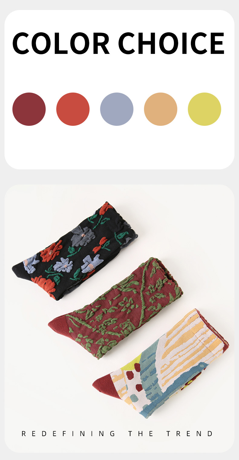 LL Socks Women Crew Socks Warm Sun Casting Shadows Fun Print Socks 3 Pairs