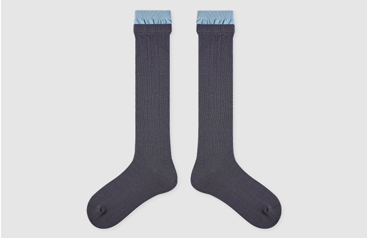 LL Socks Women Grey Knee High Socks Ice Sea Currents Novelty Striped Socks 1 Pairs