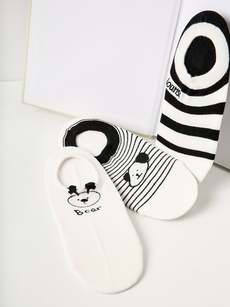 LL Socks Women Low Rise Socks Gulu Puppies Polka Dot Stripes Animal Socks 5 Pairs