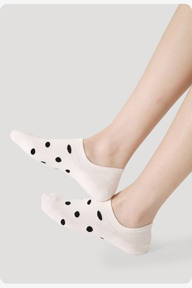 LL Socks Women Low Rise Socks Gulu Puppies Polka Dot Stripes Animal Socks 5 Pairs
