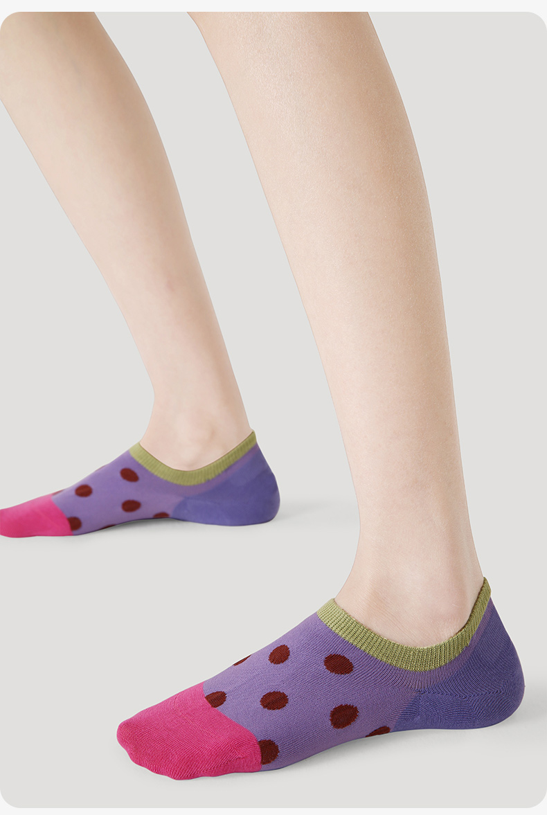 LL Socks Women Low Rise Socks Starry Grid Polka Dot Stripes Socks 5 Pairs