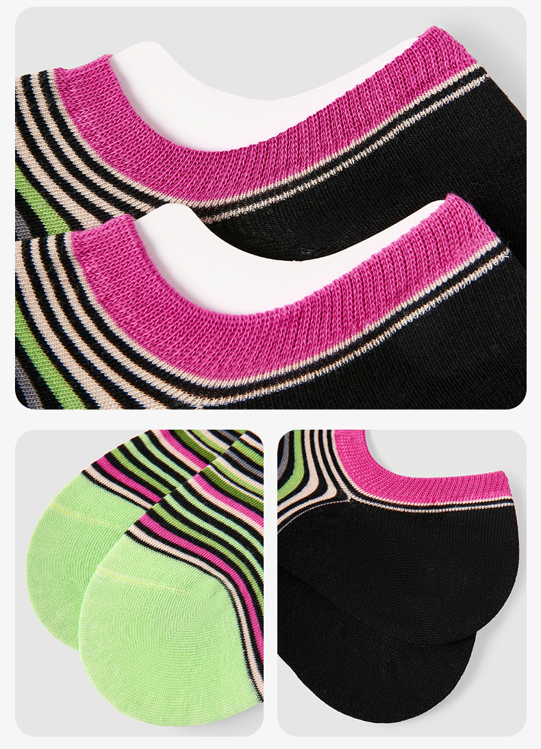 LL Socks Women Low Rise Socks Starry Grid Polka Dot Stripes Socks 5 Pairs