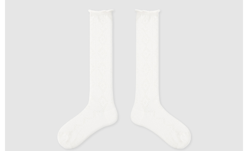 LL Socks Women White Crew Socks Passing Time Solid Color Plaid Socks 1 Pairs
