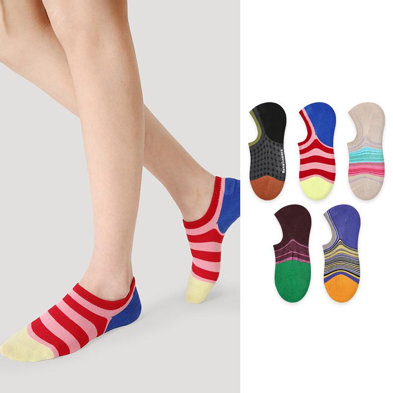 LL Socks Women Low Rise Socks Enjoying Morning Tea Alone Fashion Stripes Letter Socks 5 Pairs