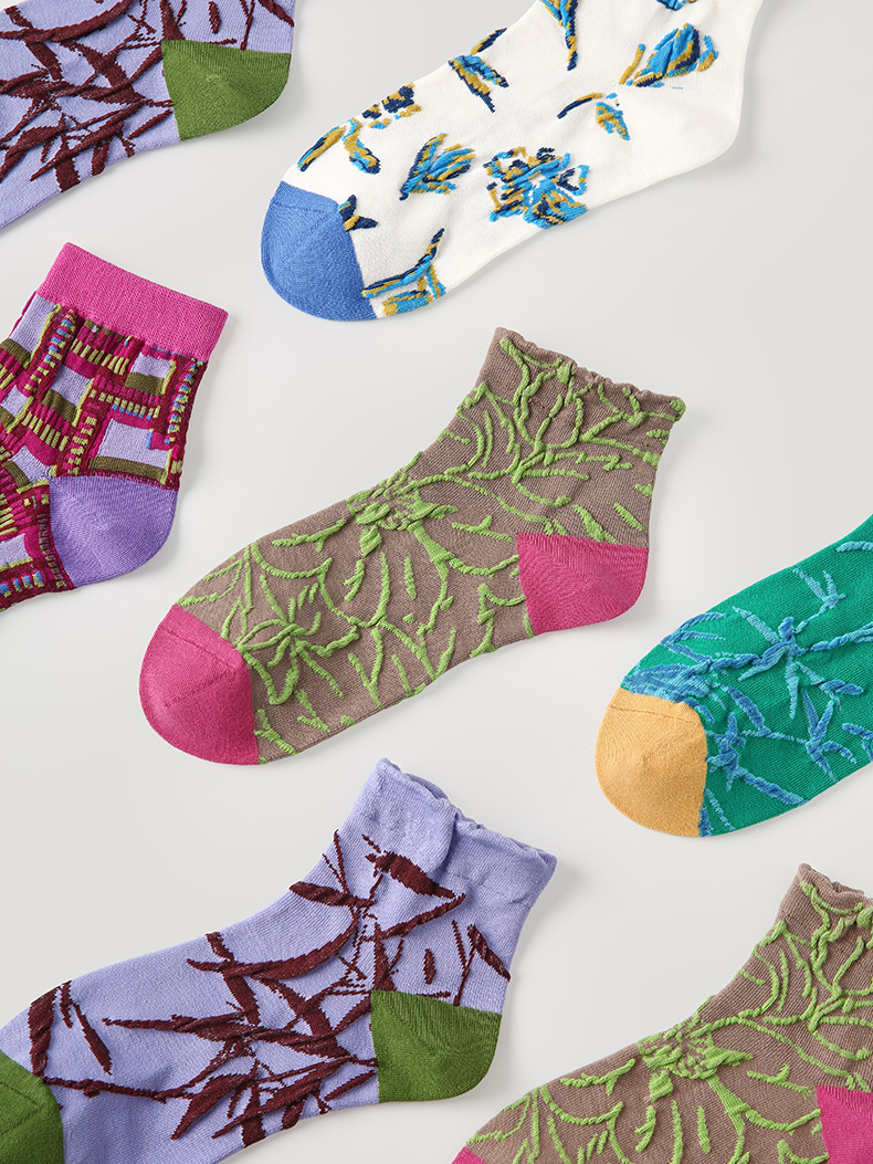 LL Socks Women Ankle Socks Bamboo Forest Leather Sound Unique Plant Socks 5 Pairs
