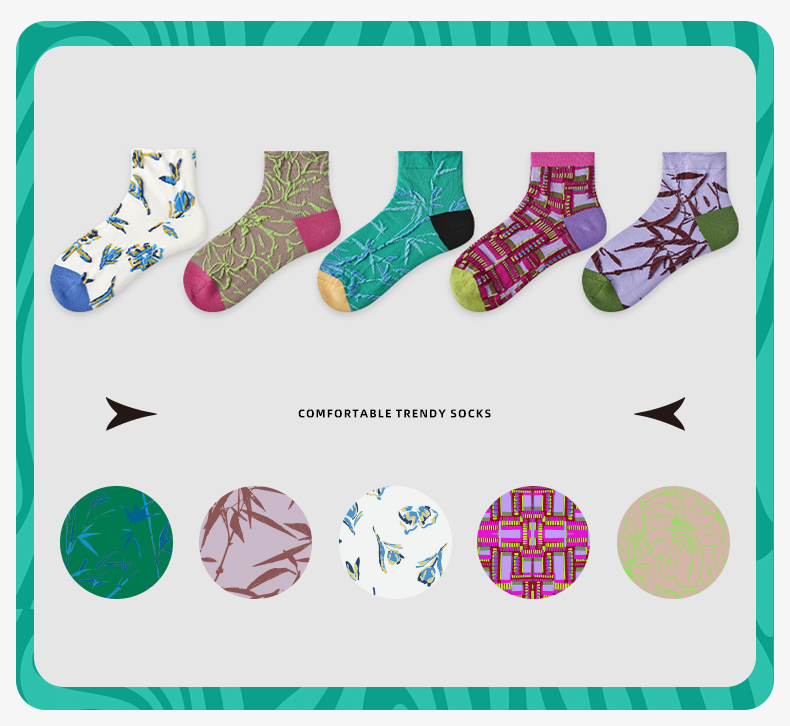 LL Socks Women Ankle Socks Bamboo Forest Leather Sound Unique Plant Socks 5 Pairs